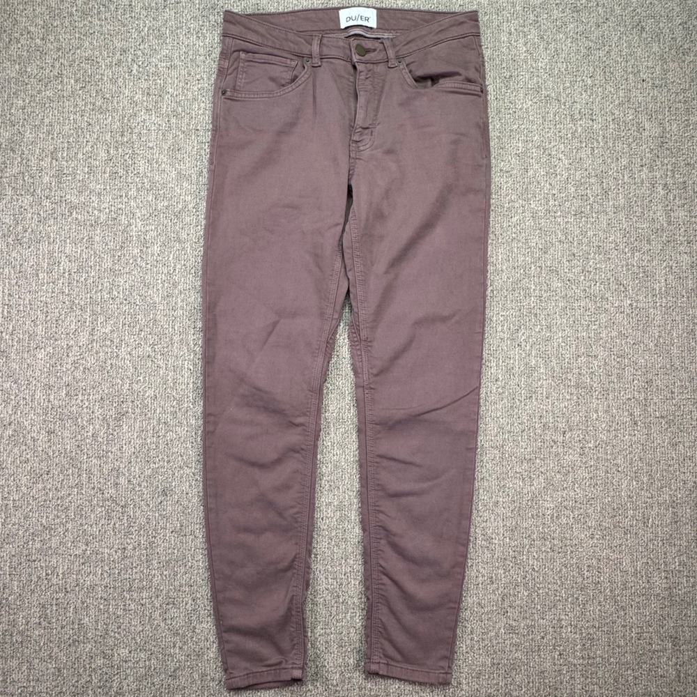 DU/ER Performance Pants Womens‎ Size 27x28 Mauve Stretch Denim EUC Sustainable
